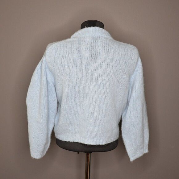Tibi Alpaca Knit Cozette Blue Puff Sleeve Sweater Sz S - Picture 3 of 9